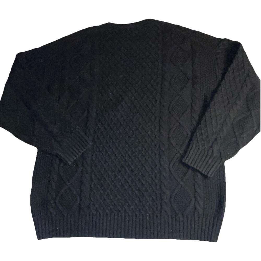 Aritzia "Sunday Best" M Peggy Sweater Black Merino Wool Cable Knit Chunky - Picture 8 of 9